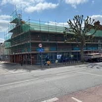 Street-facing scaffolding